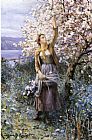 Daniel Ridgway Knight Gathering Apple Blossoms painting